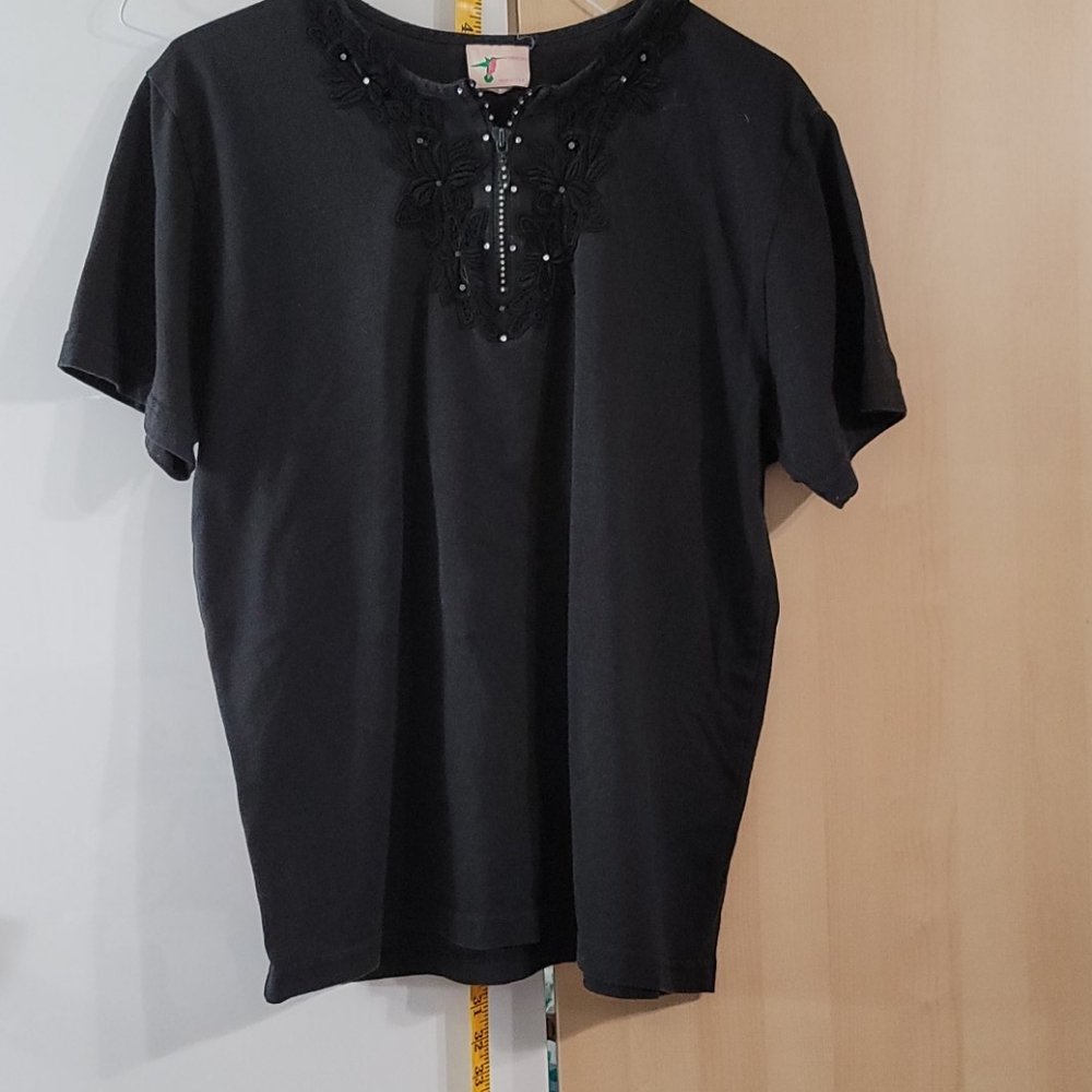 Women hummingbird tshirt xl black‎